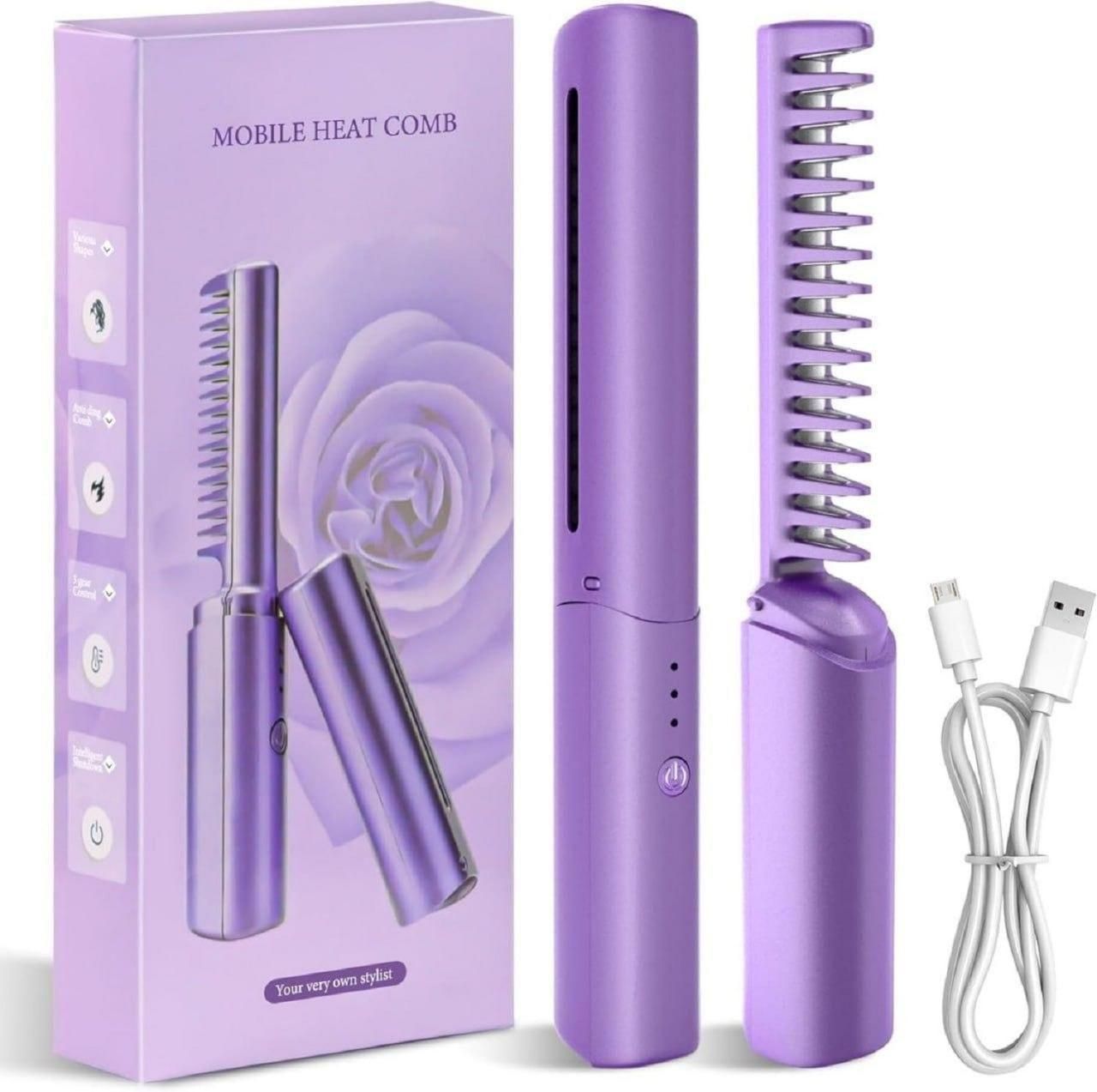 Mini Hair Straightener Hot Comb With Cordless Rechargeable