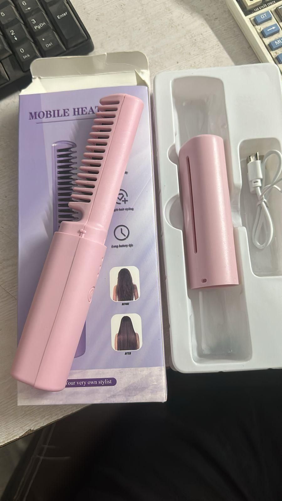 Mini Hair Straightener Hot Comb With Cordless Rechargeable