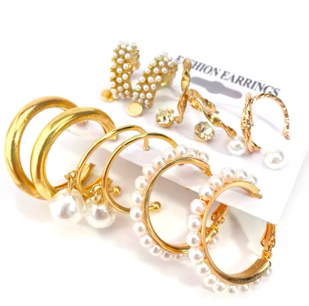 ALLCART's Combo Of 6 Pair Stylish Gold Plated Pearl Hoop Earrings