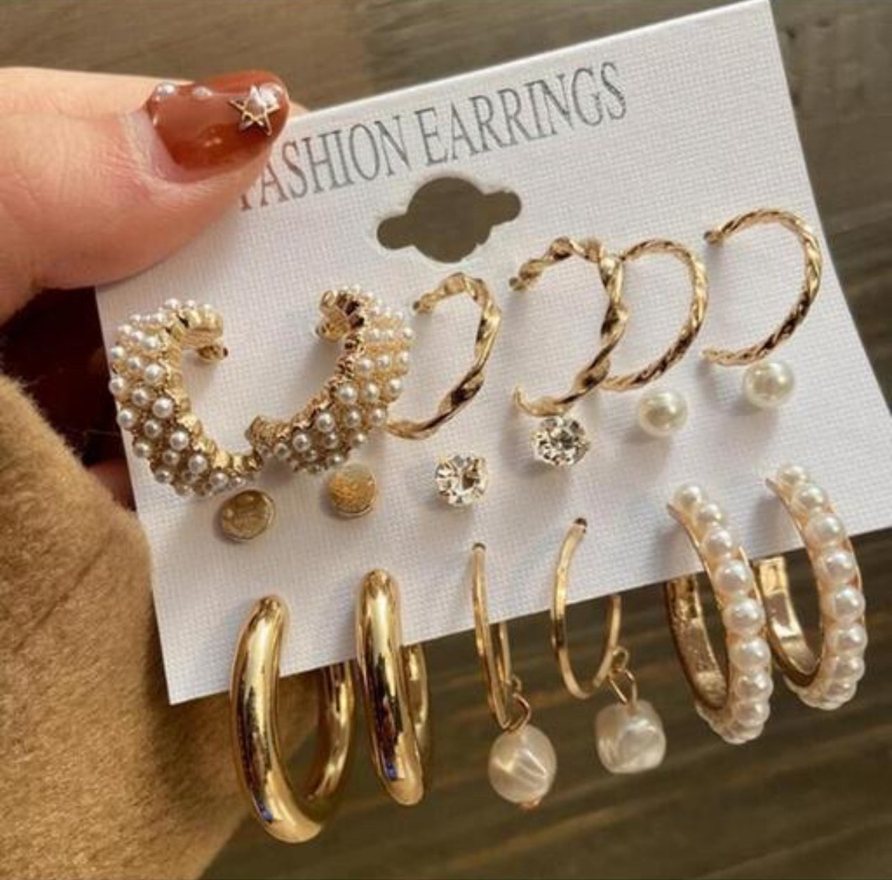 ALLCART's Combo Of 6 Pair Stylish Gold Plated Pearl Hoop Earrings