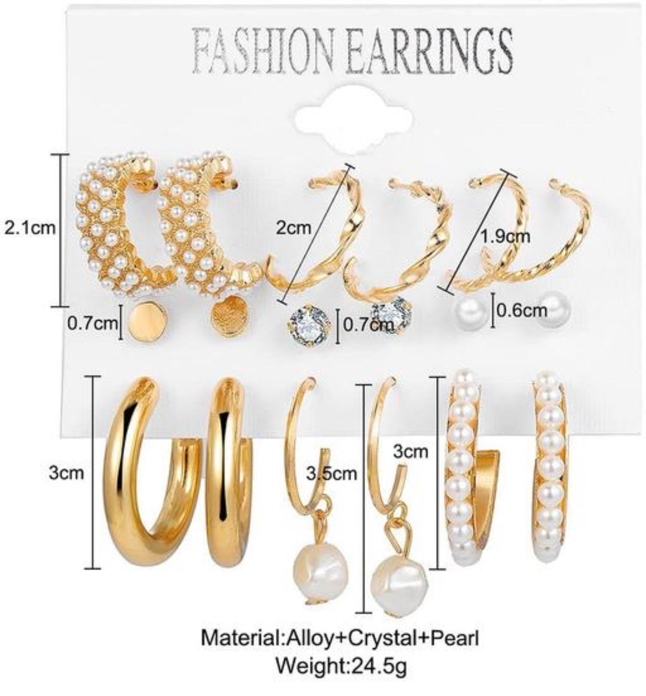 ALLCART's Combo Of 6 Pair Stylish Gold Plated Pearl Hoop Earrings