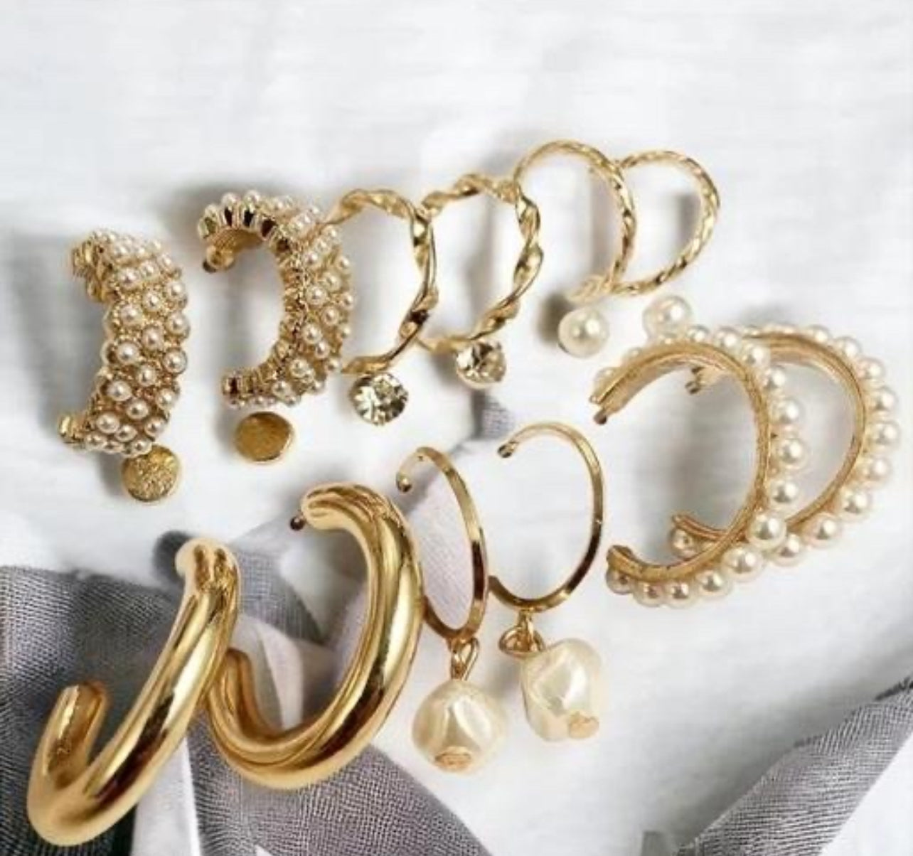 ALLCART's Combo Of 6 Pair Stylish Gold Plated Pearl Hoop Earrings