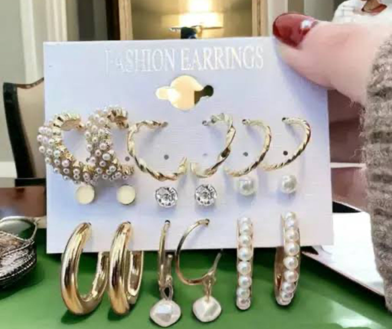 ALLCART's Combo Of 6 Pair Stylish Gold Plated Pearl Hoop Earrings